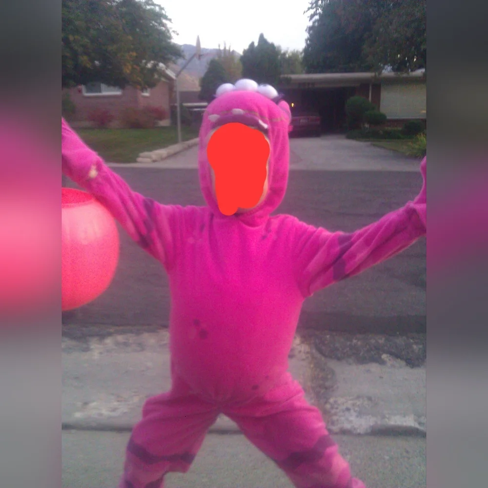 miniwear Bright Pink Monster Hooded Kids Costume